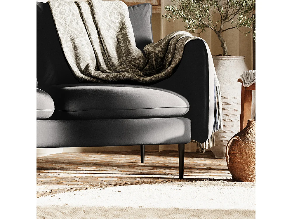 Canapé d'angle 89x210x90 cm gris Platinium POSH L noir