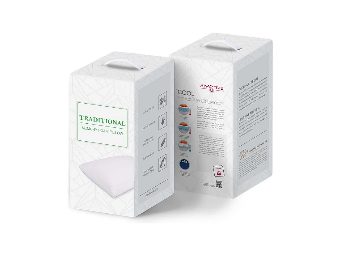 Lot de 4 oreillers 60 x 40 cm mousse à mémoire de forme - MORPHÉE