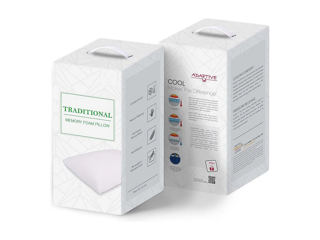 Lot de 4 oreillers 60 x 40 cm mousse à mémoire de forme - MORPHÉE