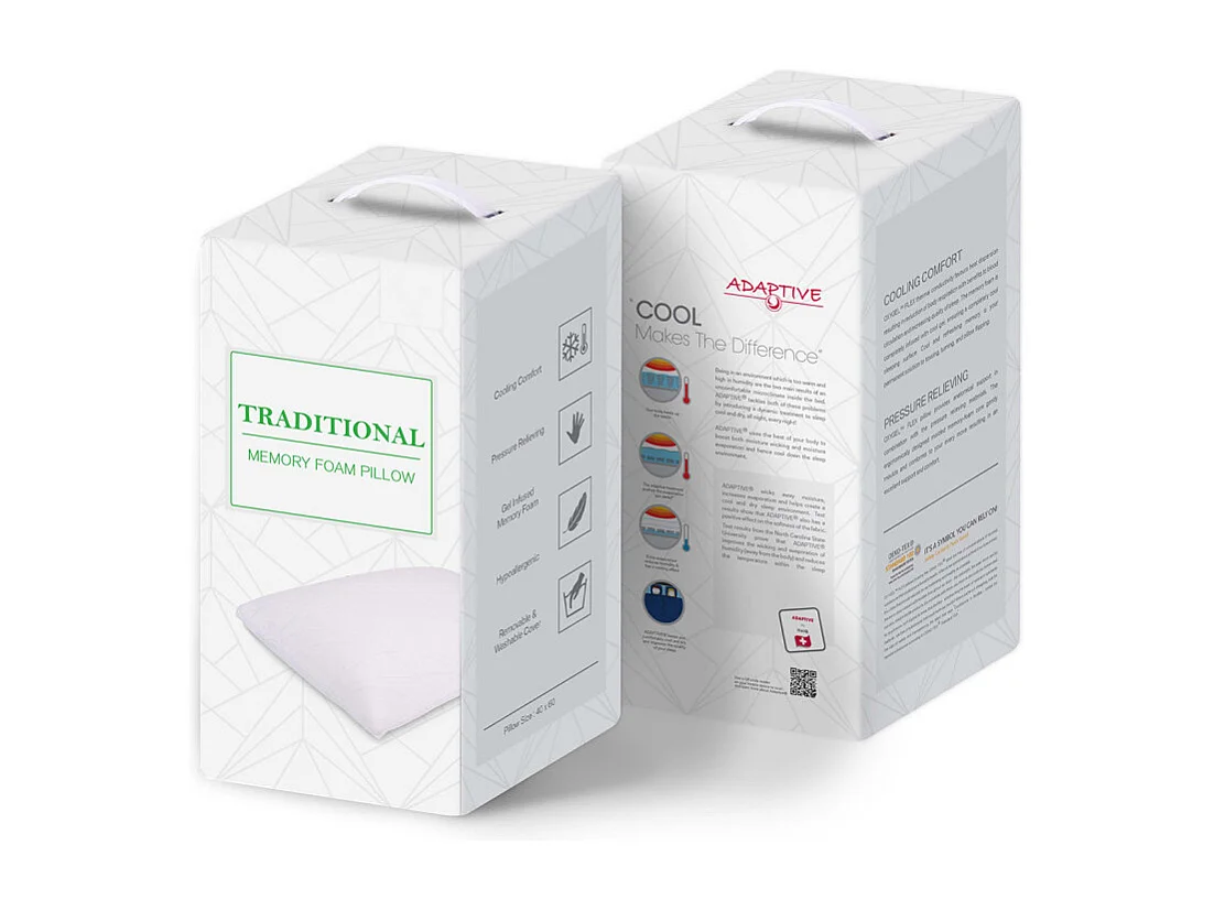 Lot de 2 oreillers 60 x 40 cm mousse à mémoire de forme - MORPHÉE