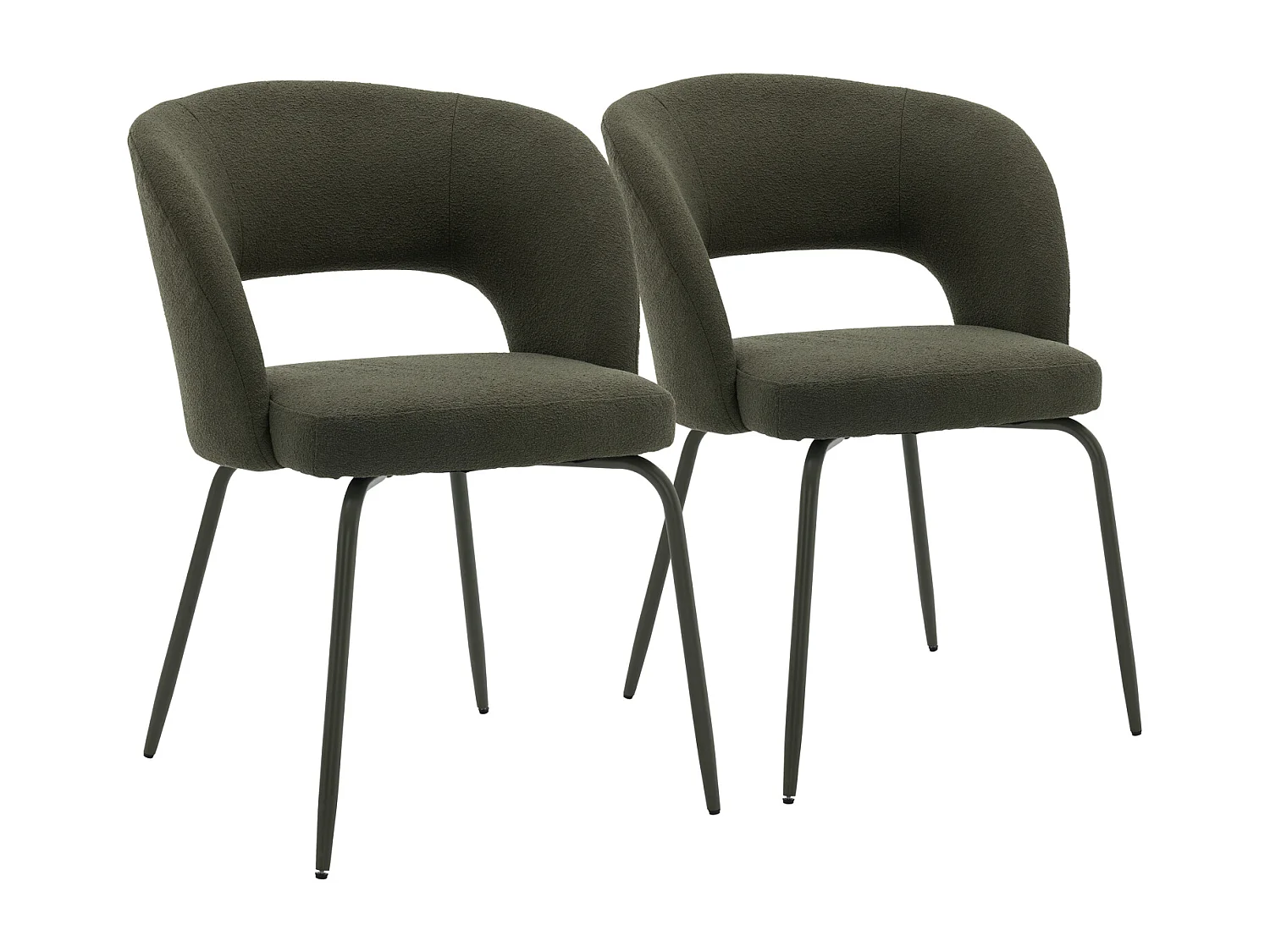 Conjunto de 2 cadeiras FLAVIA em tecido loop verde