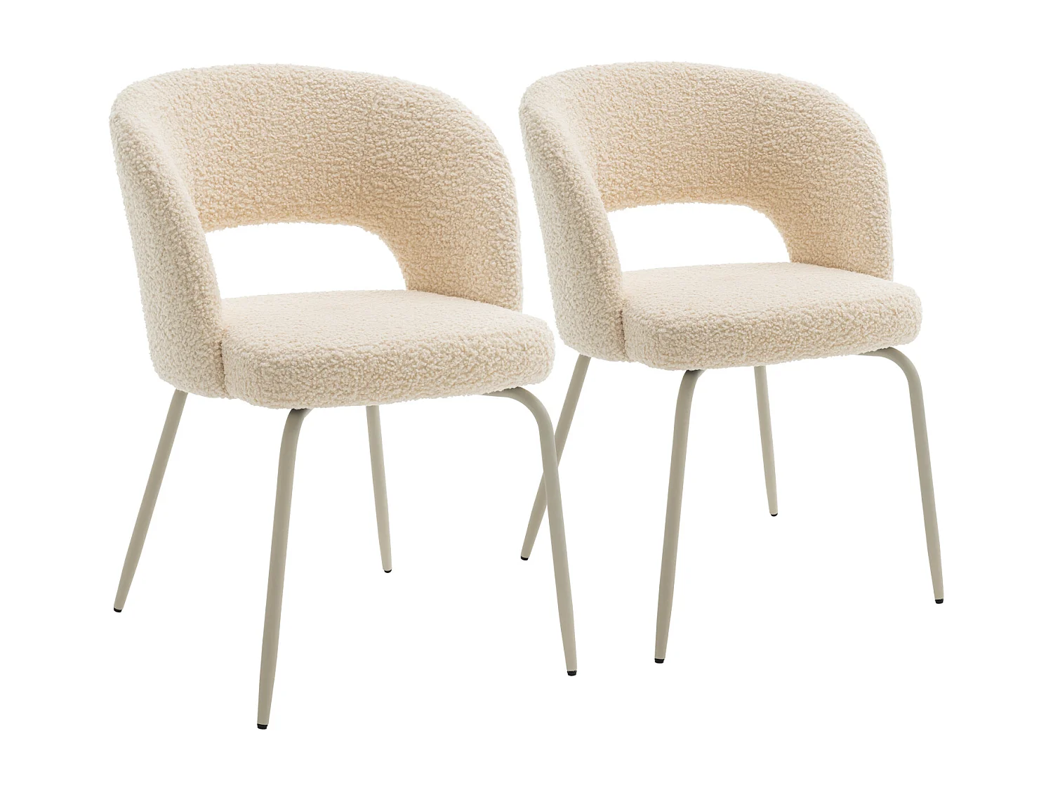 Lot de 2 chaises en tissu boucle beige FLAVIA