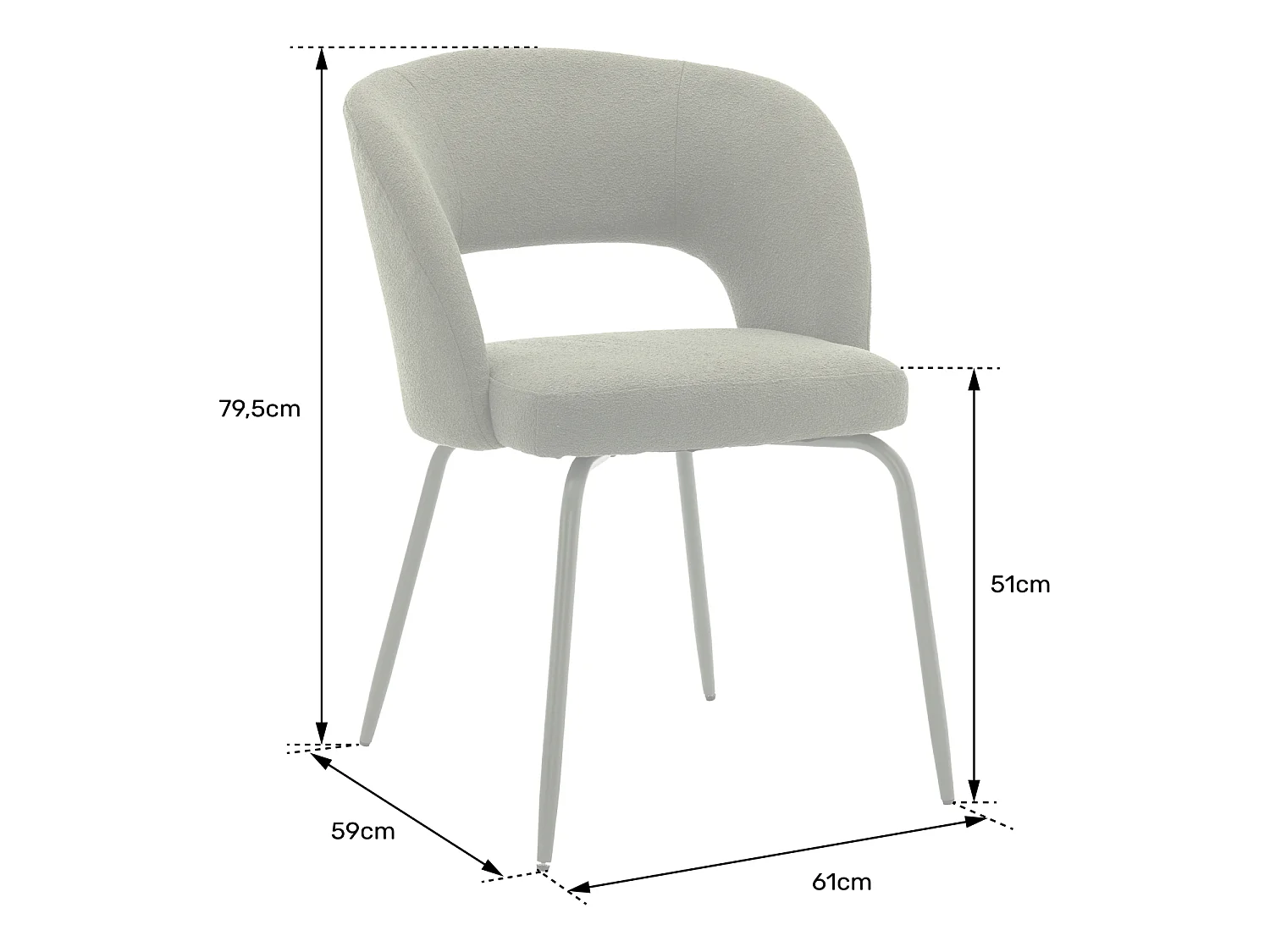 Lot de 2 chaises en tissu boucle beige FLAVIA