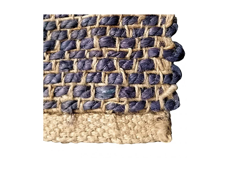 Tapis 160 x 230 cm bleu en jute fibre tressée naturelle - ALADIN 6873