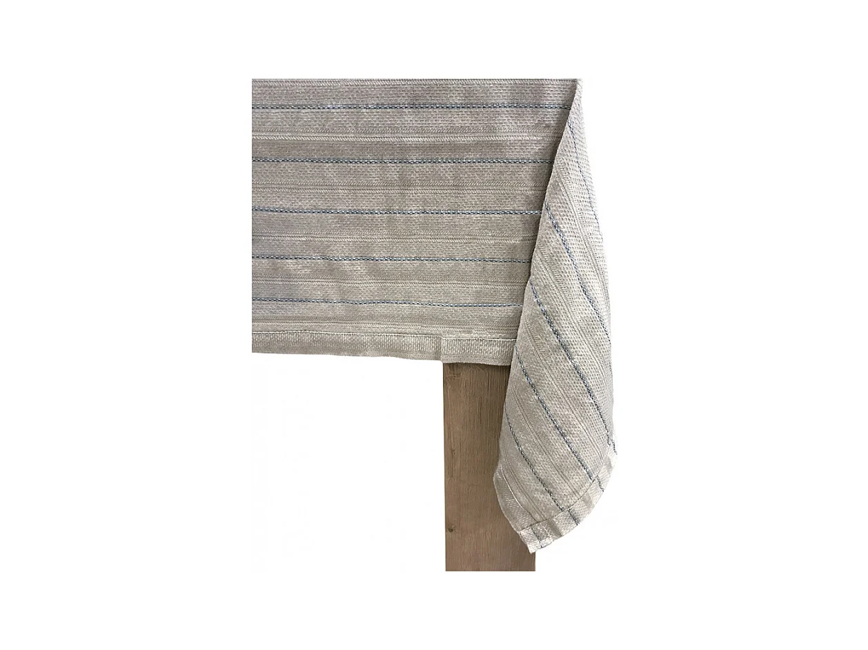 Nappe 170x250 motifs rayures bleu figuerolles - PARDIGON 4463