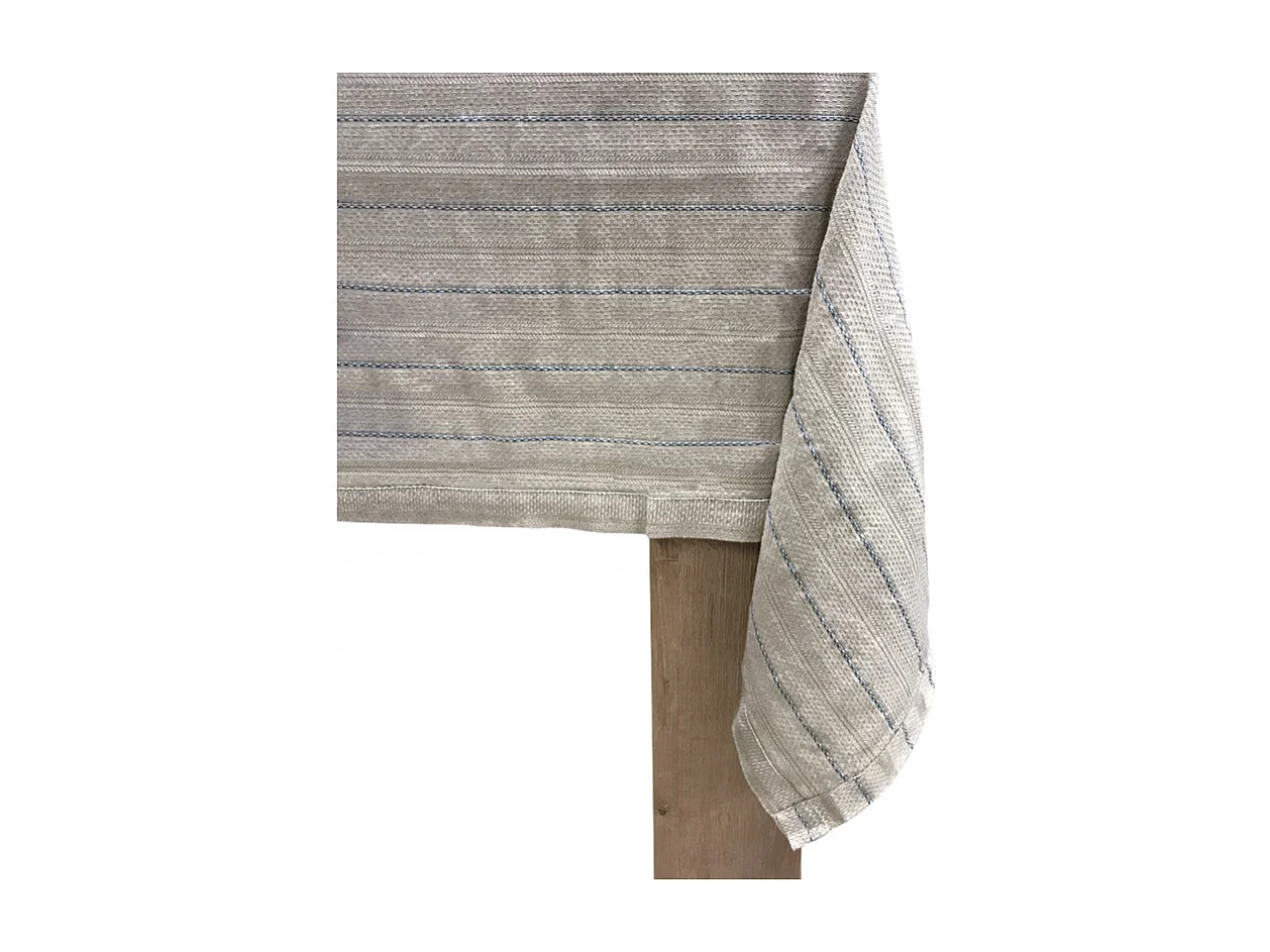 Nappe 170x250 motifs rayures bleu figuerolles - PARDIGON 4463