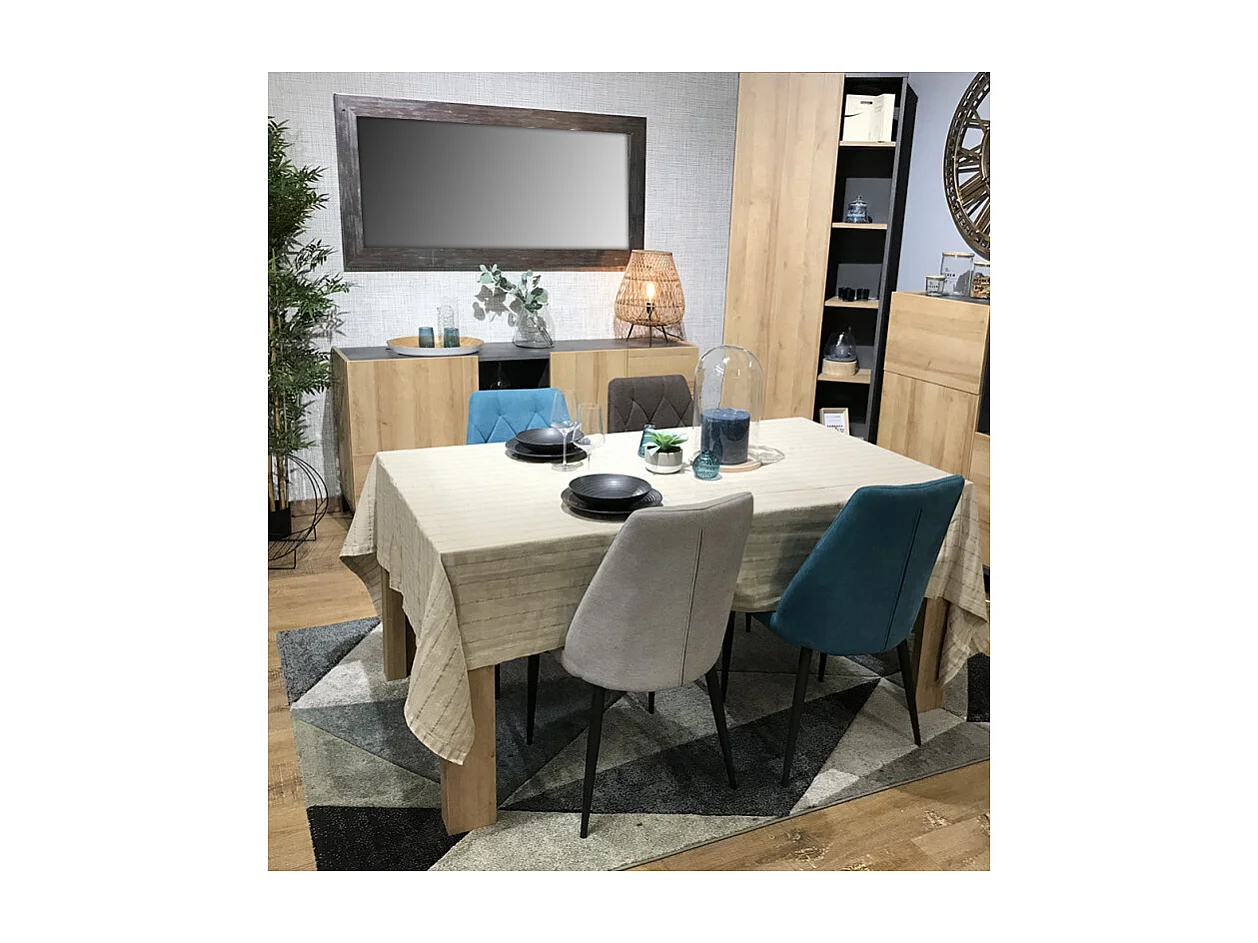 Nappe 170x250 motifs rayures bleu figuerolles - PARDIGON 4463