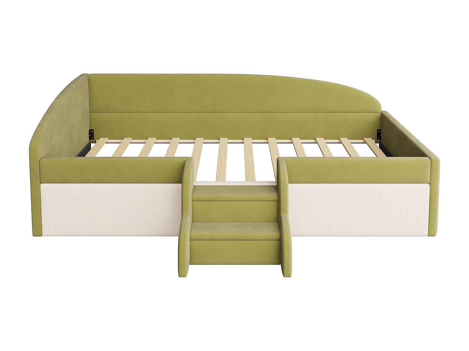 Gepolstertes Schlafsofa 90x190 cm - mit 2 Stufen - mit Lattenrost - Grün (Matratze nicht inbegriffen)