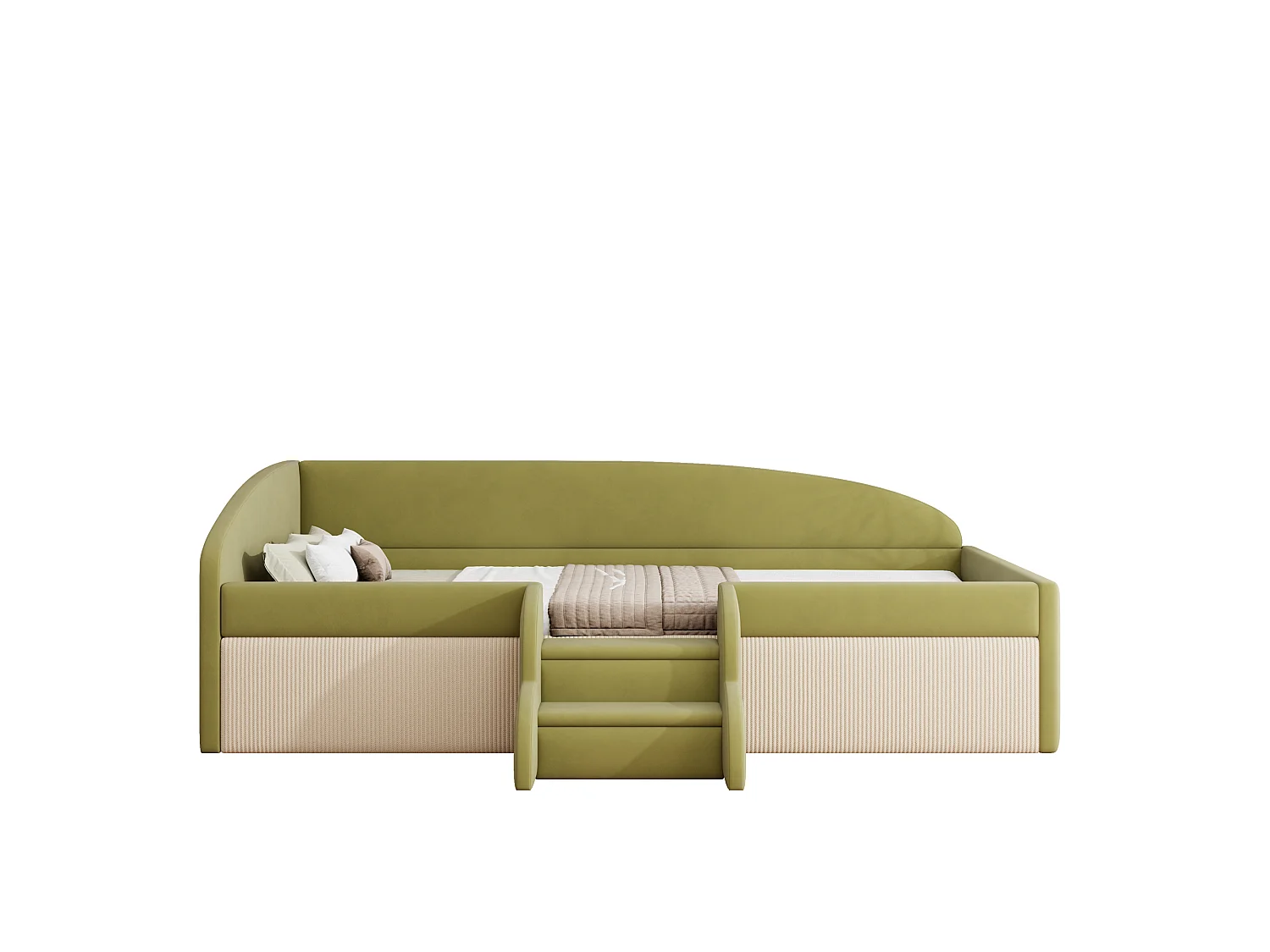 Gepolstertes Schlafsofa 90x190 cm - mit 2 Stufen - mit Lattenrost - Grün (Matratze nicht inbegriffen)