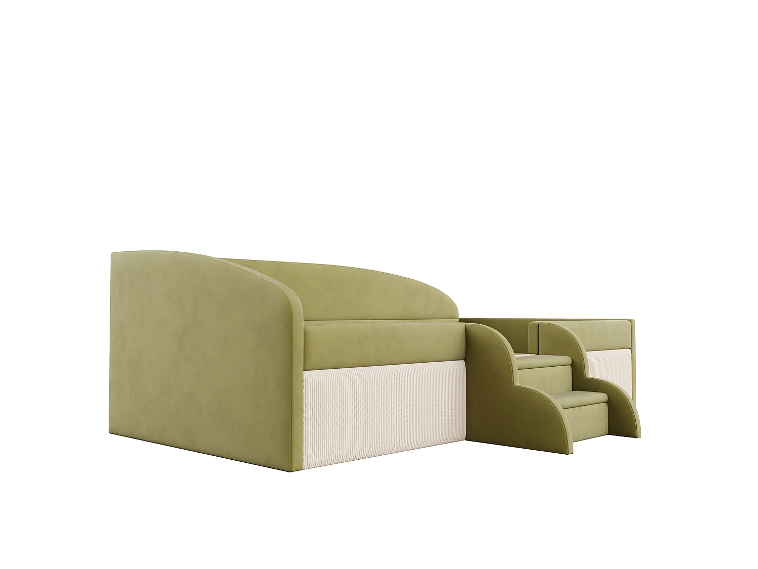 Gepolstertes Schlafsofa 90x190 cm - mit 2 Stufen - mit Lattenrost - Grün (Matratze nicht inbegriffen)