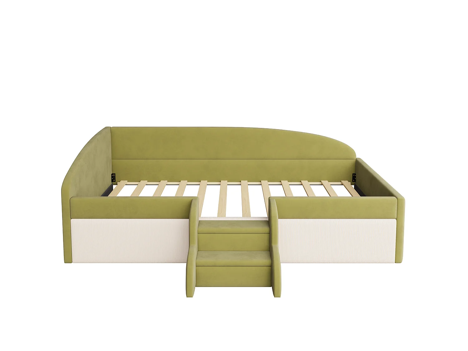 Gepolstertes Schlafsofa 90x190 cm - mit 2 Stufen - mit Lattenrost - Grün (Matratze nicht inbegriffen)