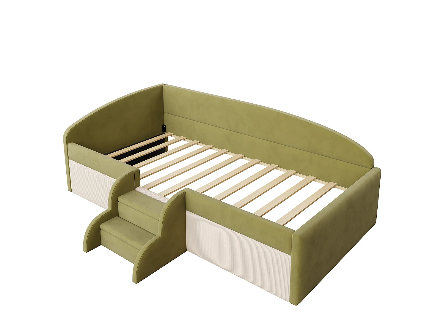 Gepolstertes Schlafsofa 90x190 cm - mit 2 Stufen - mit Lattenrost - Grün (Matratze nicht inbegriffen)