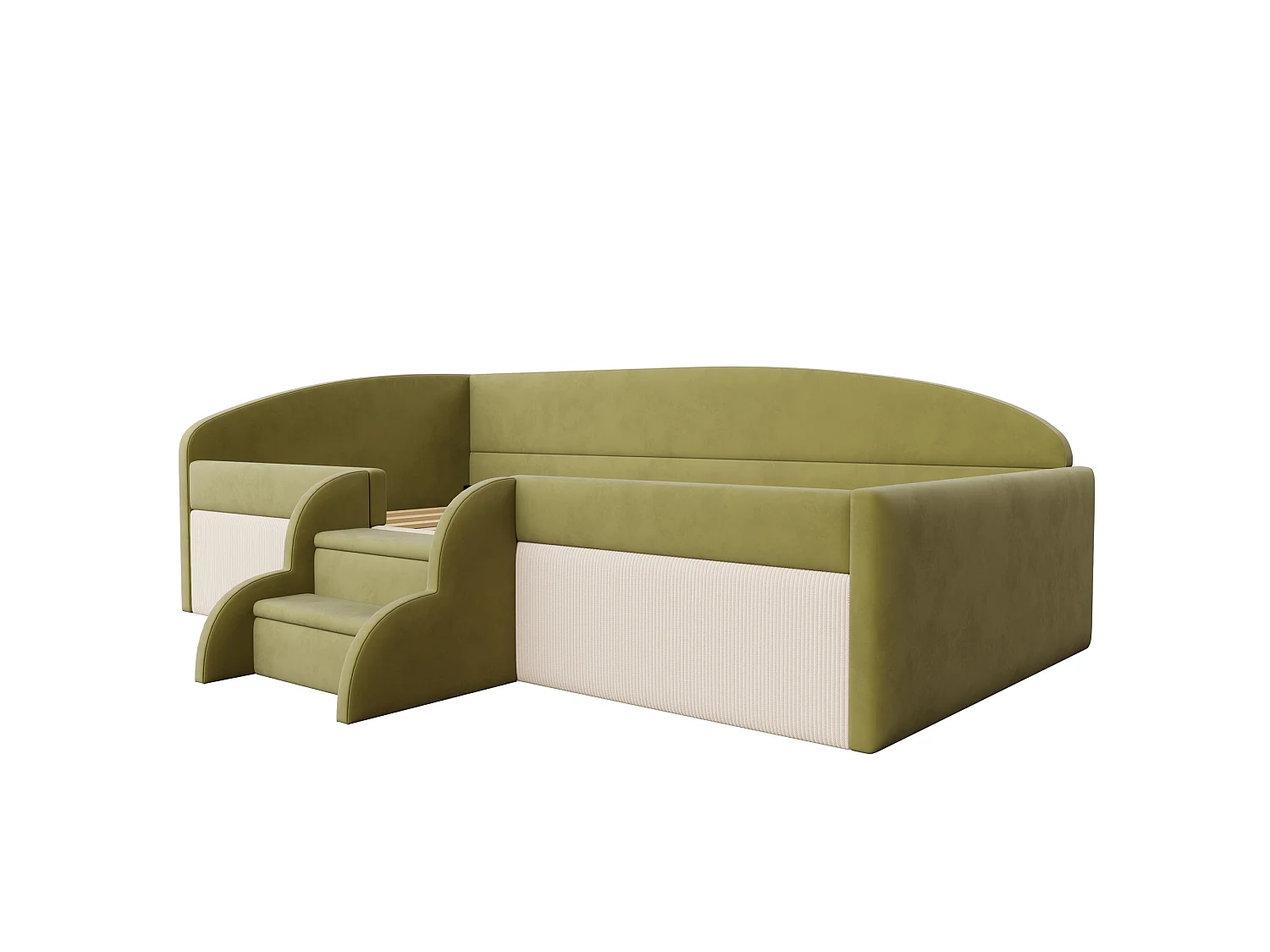 Gepolstertes Schlafsofa 90x190 cm - mit 2 Stufen - mit Lattenrost - Grün (Matratze nicht inbegriffen)