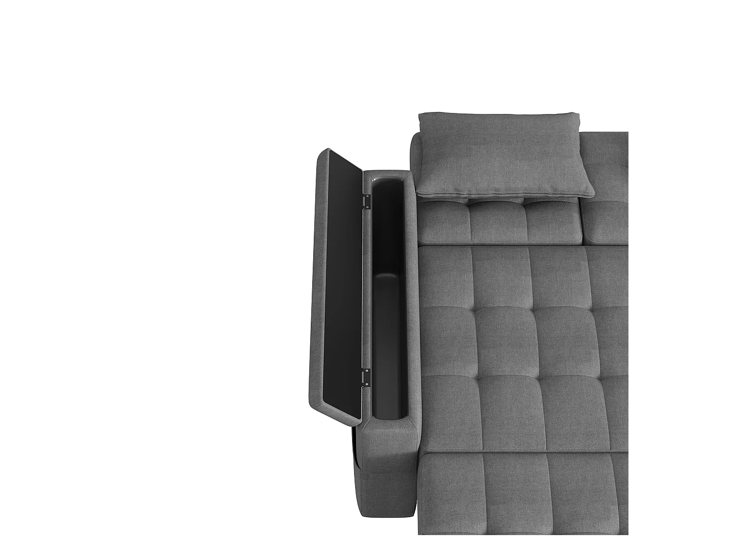 Canapé 2 places - avec compartiment de rangement - avec poche de rangement - avec 2 coussins - Gris