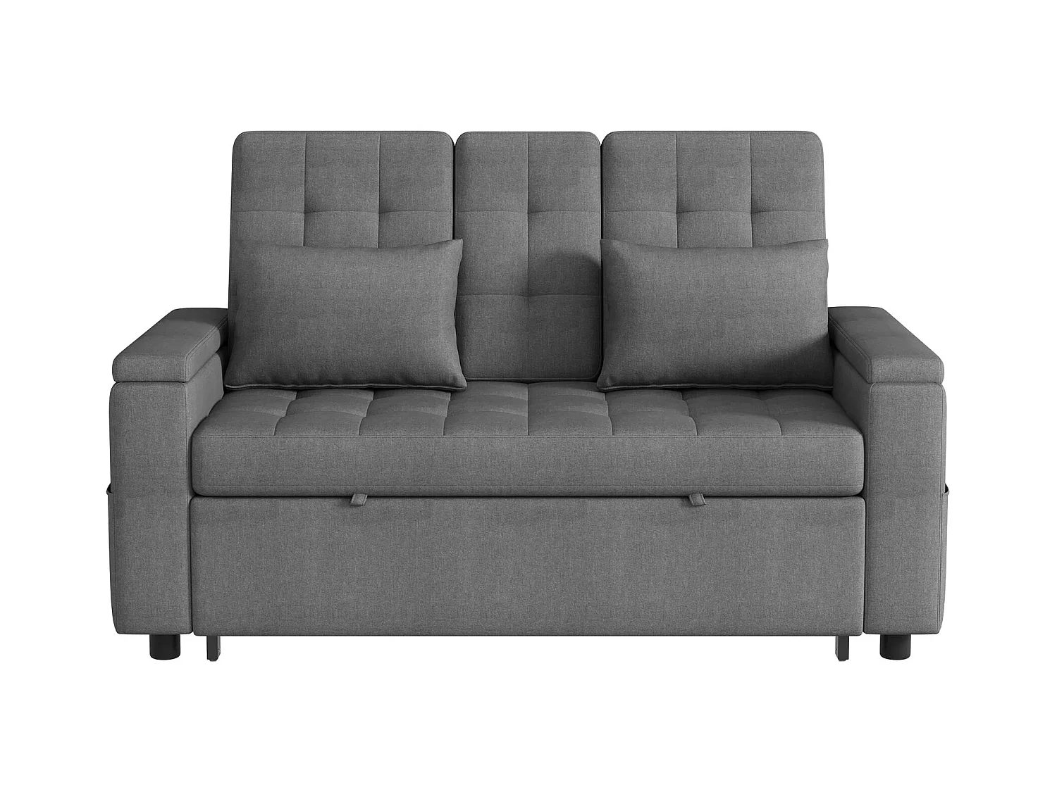 Canapé 2 places - avec compartiment de rangement - avec poche de rangement - avec 2 coussins - Gris