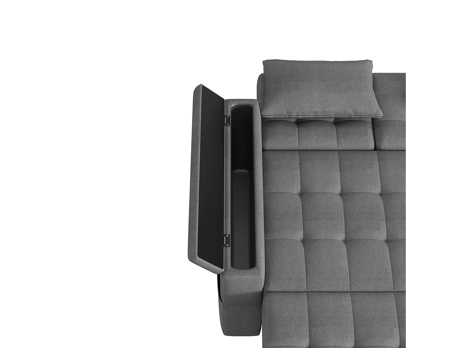 Canapé 2 places - avec compartiment de rangement - avec poche de rangement - avec 2 coussins - Gris