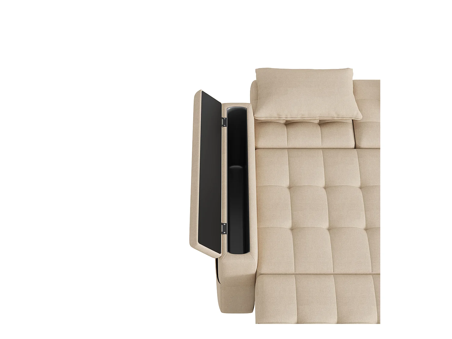 Kanapa 2-osobowa - z schowkiem - z kieszenią na przechowywanie - z 2 poduszkami - Beżowy