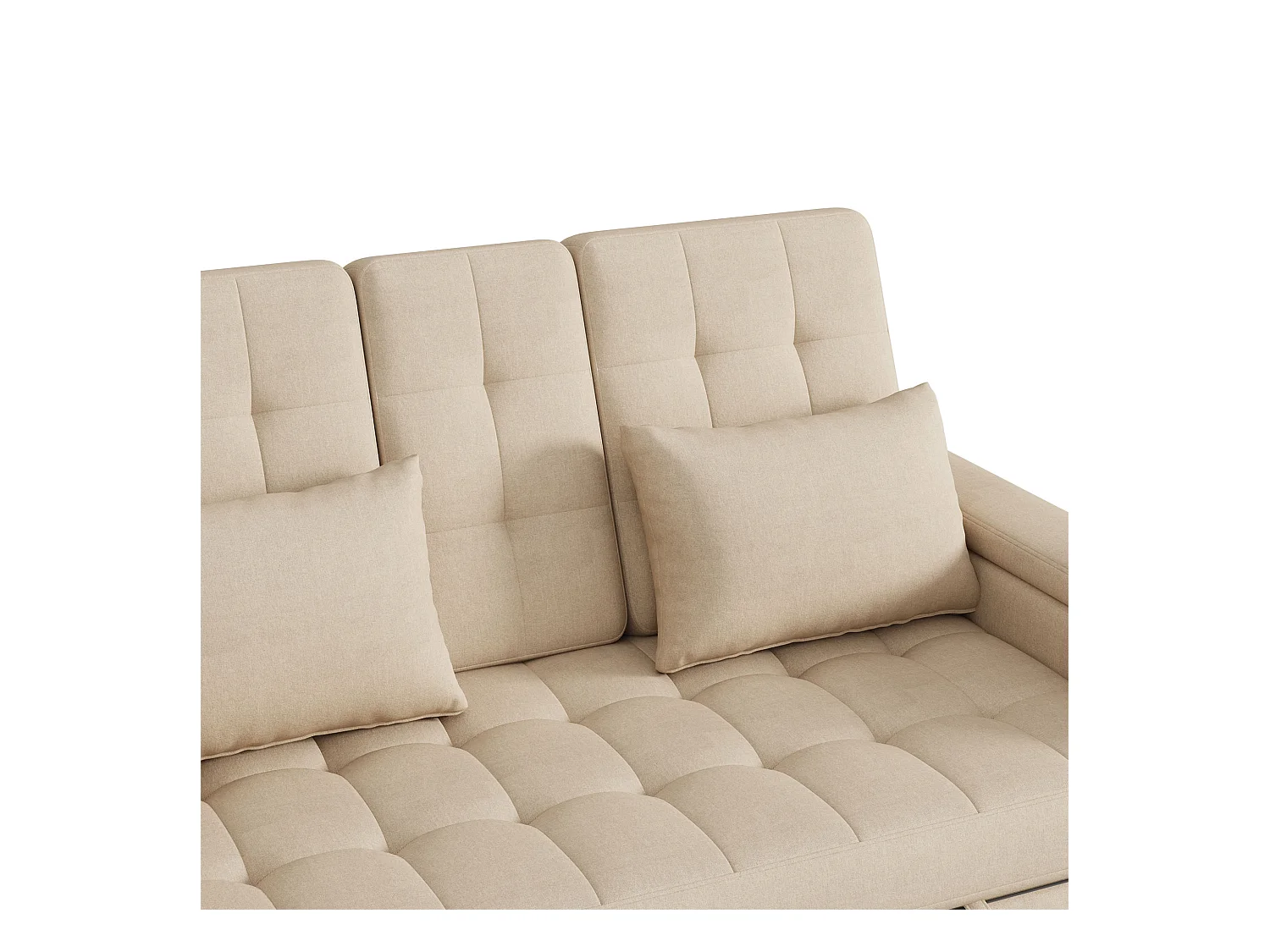 Kanapa 2-osobowa - z schowkiem - z kieszenią na przechowywanie - z 2 poduszkami - Beżowy