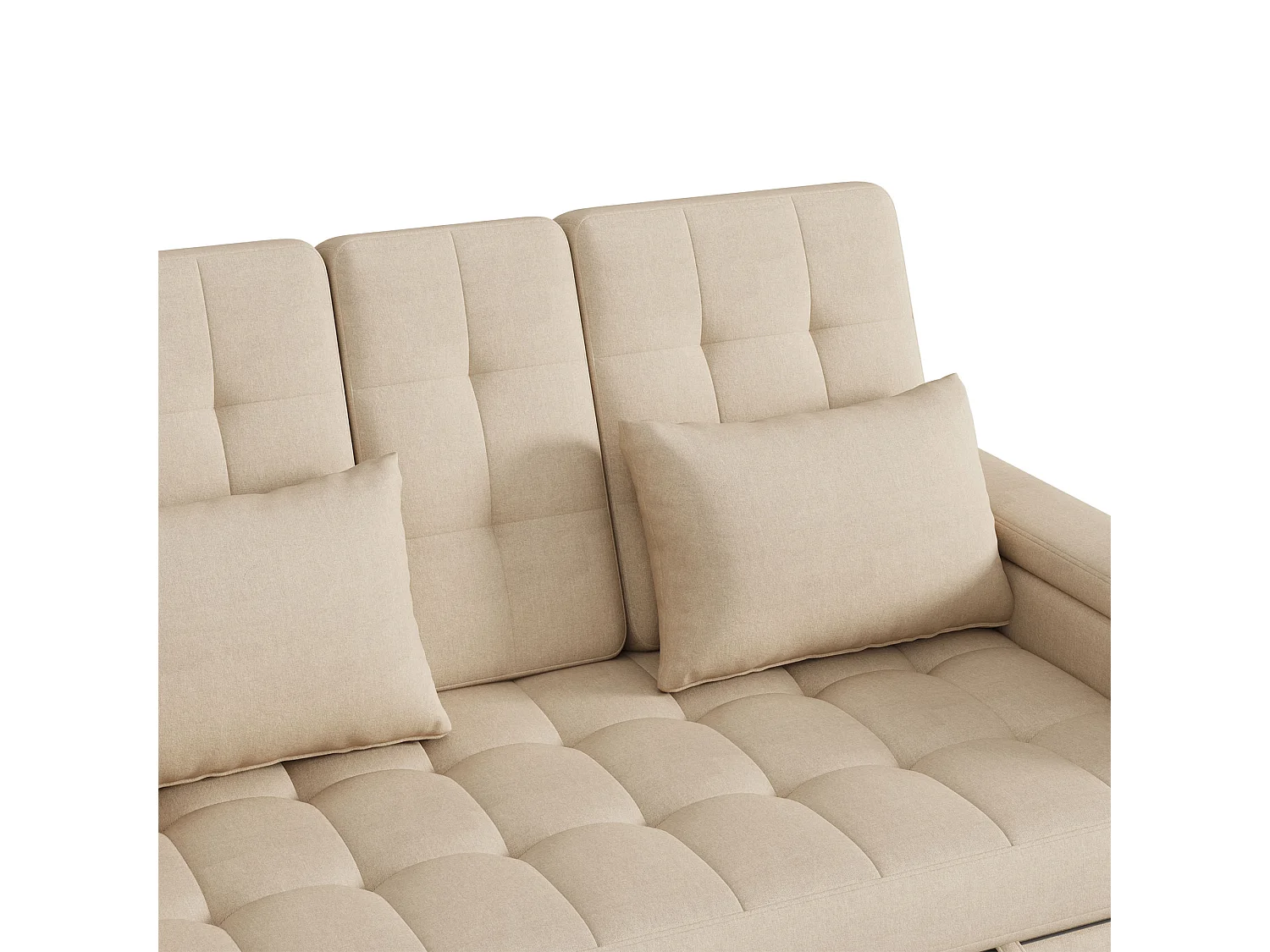 Canapé 2 places - avec compartiment de rangement - avec poche de rangement - avec 2 coussins - Beige