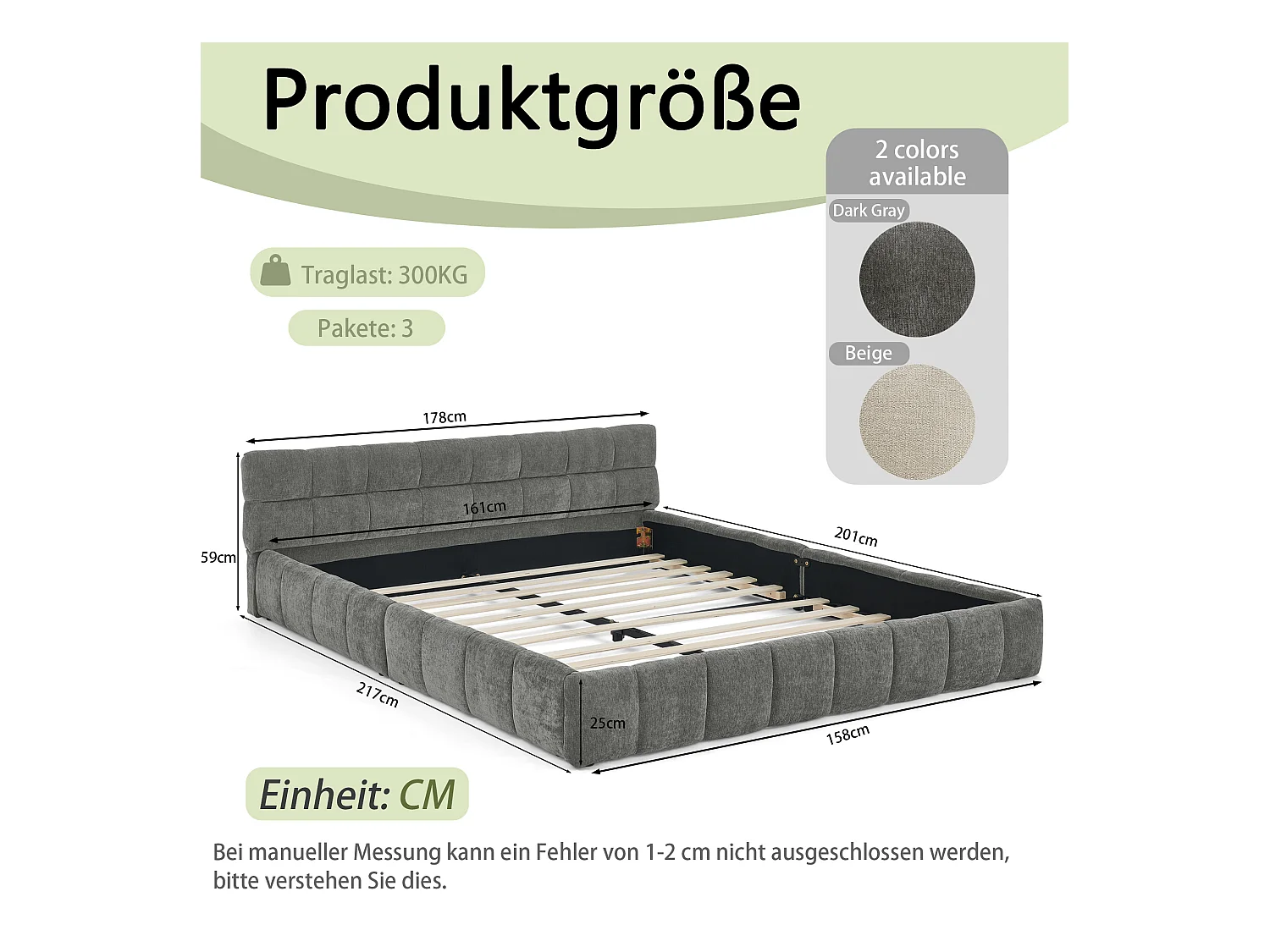 Letto matrimoniale grigio scuro per adulti 160x200cm, trapuntato a quadrati, tessuto ciniglia, legno + metallo