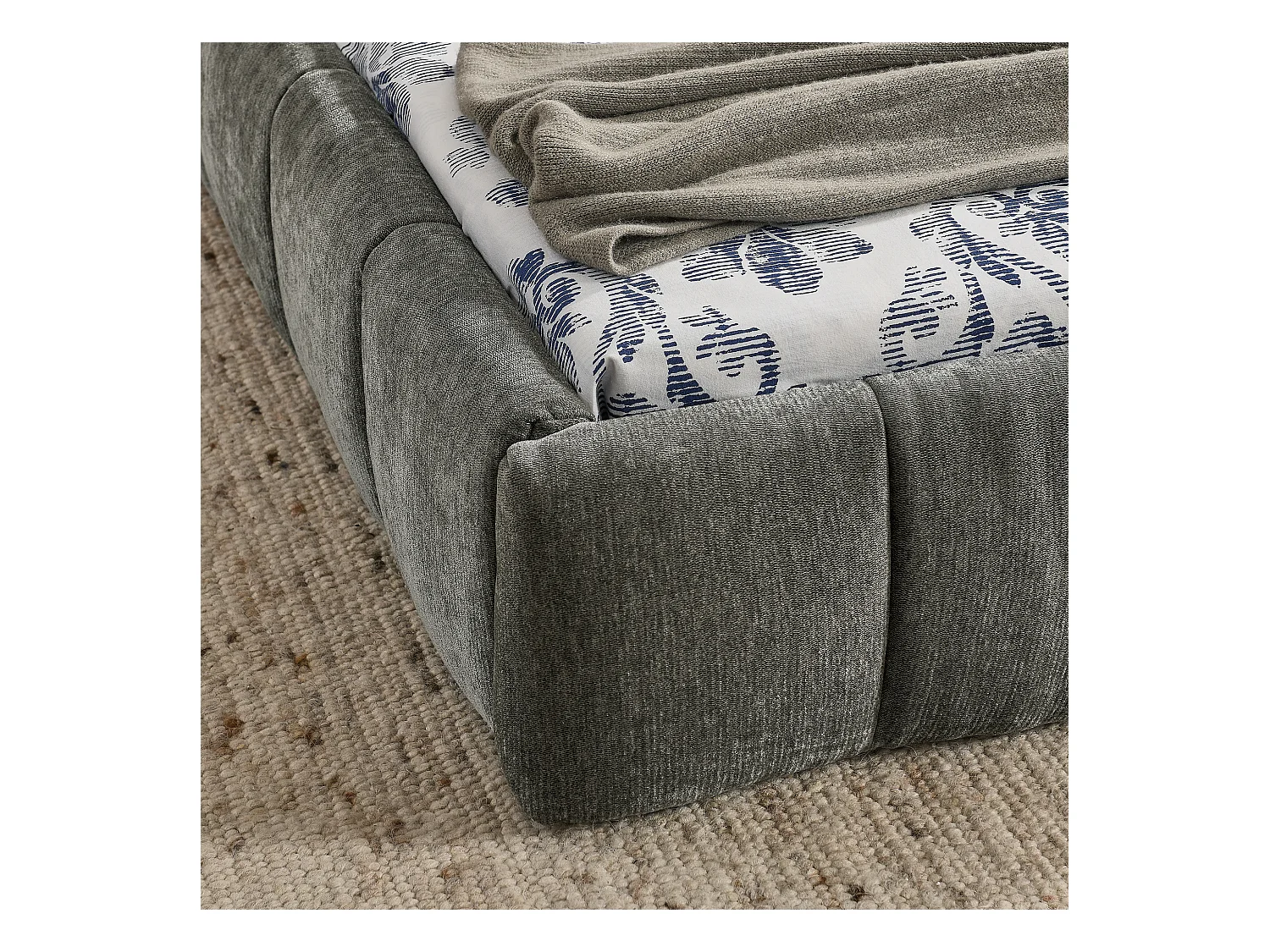 Letto singolo per bambini grigio scuro 90x200cm, trapuntato a quadrati, tessuto ciniglia, legno + metallo