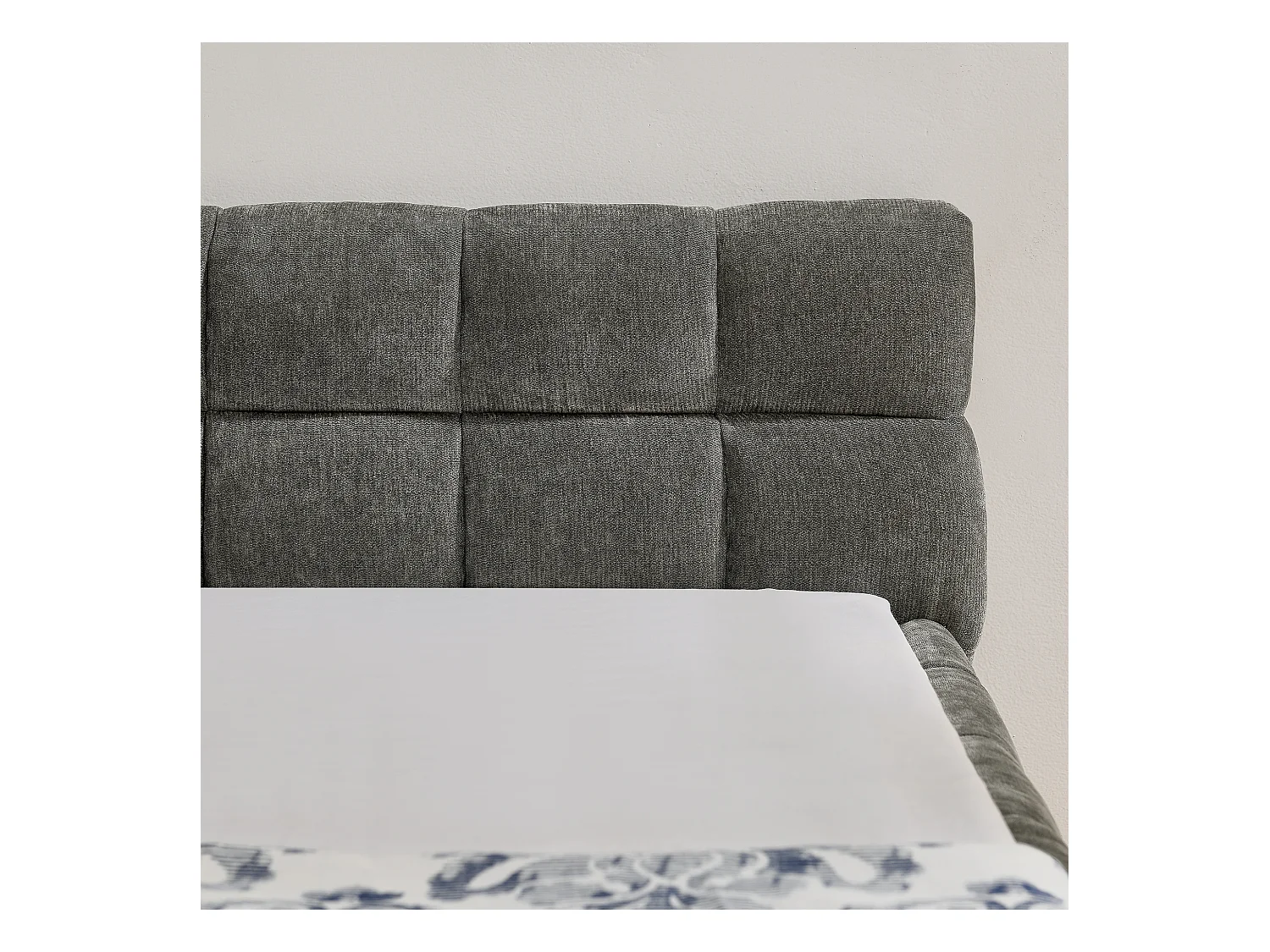 Letto singolo per bambini grigio scuro 90x200cm, trapuntato a quadrati, tessuto ciniglia, legno + metallo