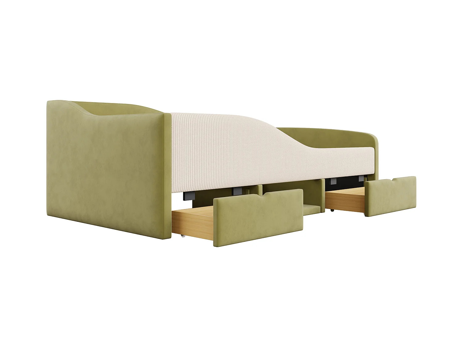 Tapicerowane łóżko dziecięce 90x190 cm - z 2 szufladami - z stelażem lamelowym - Zielony (materac nie jest wliczony w cenę)