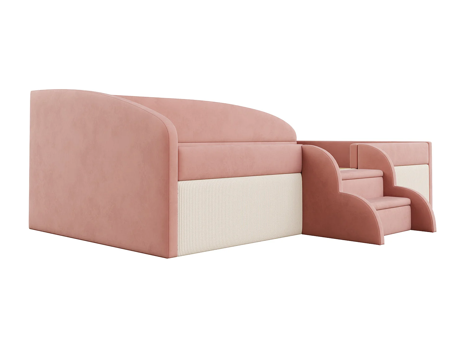 Gepolstertes Schlafsofa 90x190 cm - mit 2 Stufen - mit Lattenrost - ​​Rosa​​ (Matratze nicht inbegriffen)