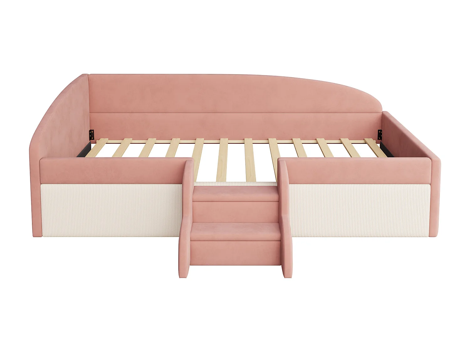 Gepolstertes Schlafsofa 90x190 cm - mit 2 Stufen - mit Lattenrost - ​​Rosa​​ (Matratze nicht inbegriffen)