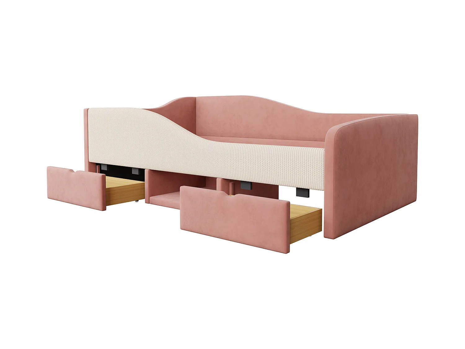 Tapicerowane łóżko dziecięce 90x190 cm - z 2 szufladami - z stelażem lamelowym - ​​Różowy​​ (materac nie jest wliczony w cenę)