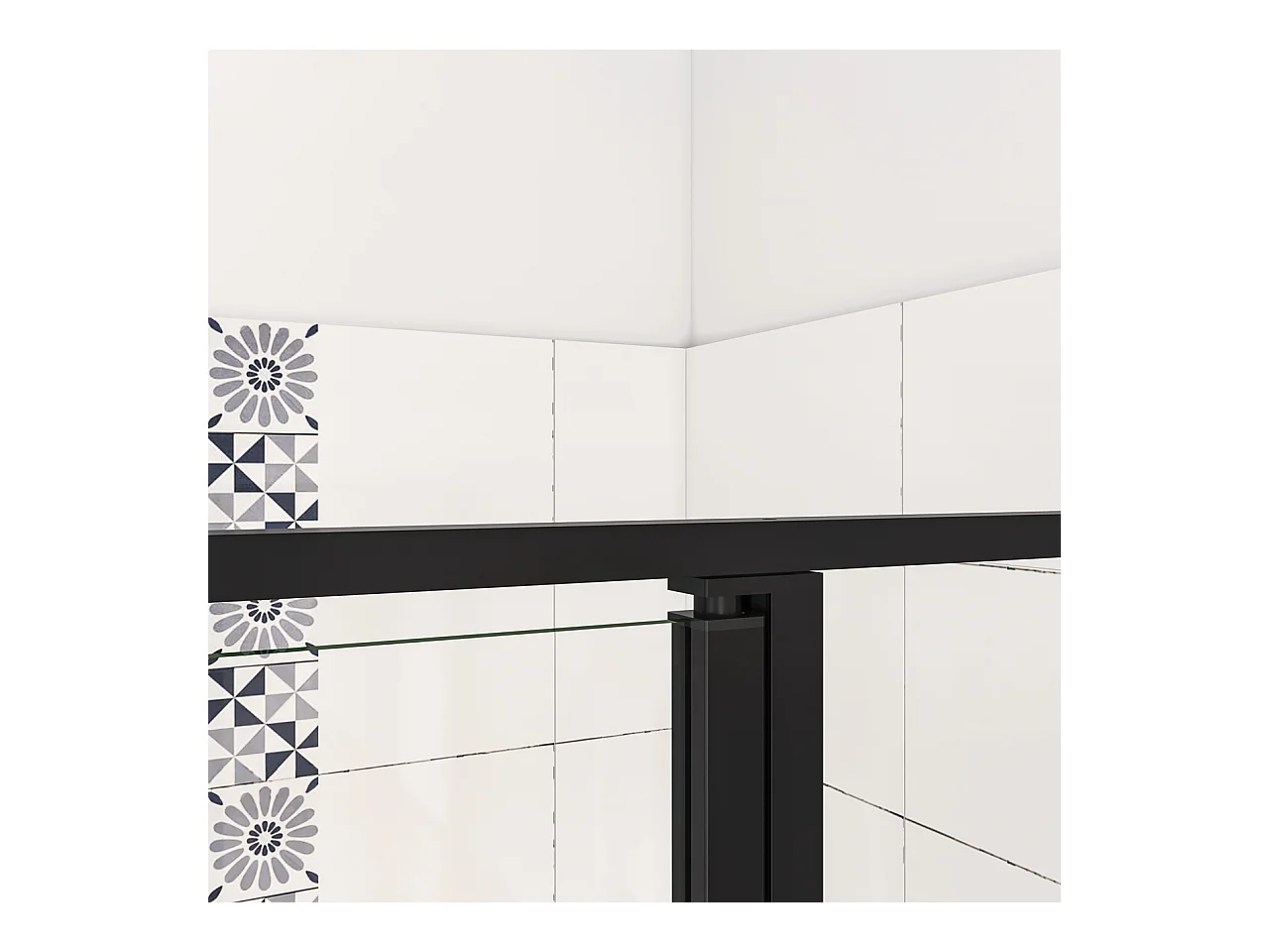 120x185 cm Box Doccia per Nicchia Porta Battente Verso Esterno in Vetro Temperato Trasparente Anticalcare 6 mm Profilo Nero Opaco