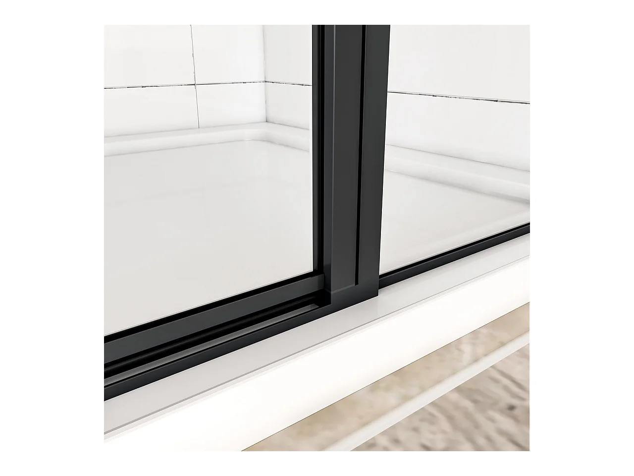 120x185 cm Box Doccia per Nicchia Porta Battente Verso Esterno in Vetro Temperato Trasparente Anticalcare 6 mm Profilo Nero Opaco