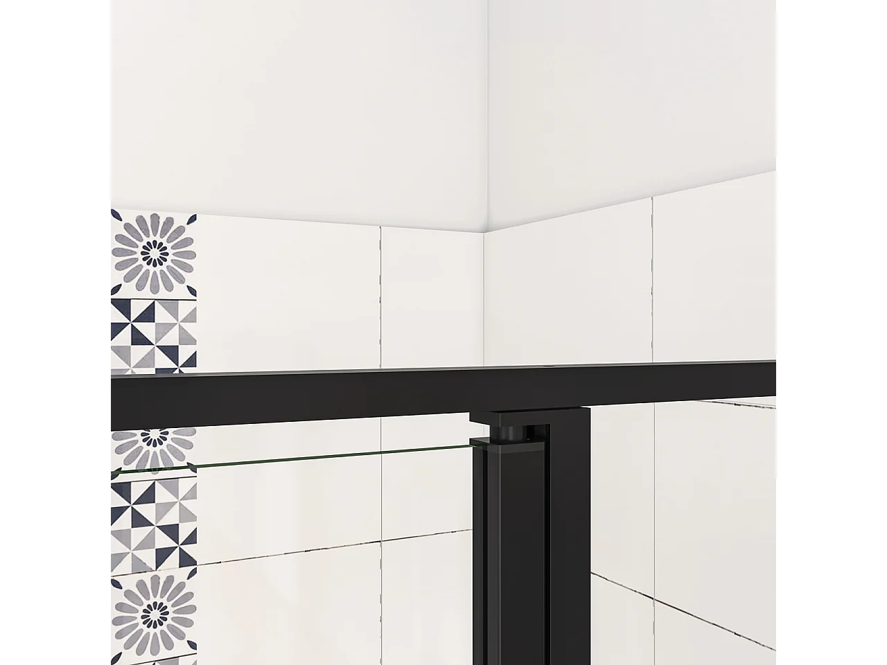 120x185 cm Box Doccia per Nicchia Porta Battente Verso Esterno in Vetro Temperato Trasparente Anticalcare 6 mm Profilo Nero Opaco