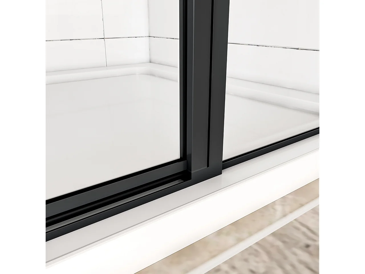 120x185 cm Box Doccia per Nicchia Porta Battente Verso Esterno in Vetro Temperato Trasparente Anticalcare 6 mm Profilo Nero Opaco