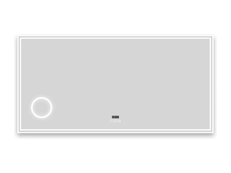 Espejo de baño con Led,160 x 80 cm, Luz led con tres colores,Con función antivaho,reloj digital, bluetooth y Lupa de aumento 3x.