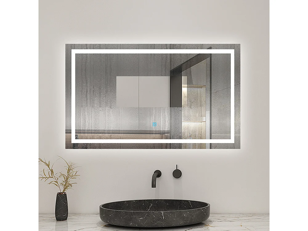 Espejo de baño con Led,120 x 80 cm, luz blanca, rectangular, Con función antivaho, memoria agapada, brillo ajustable.