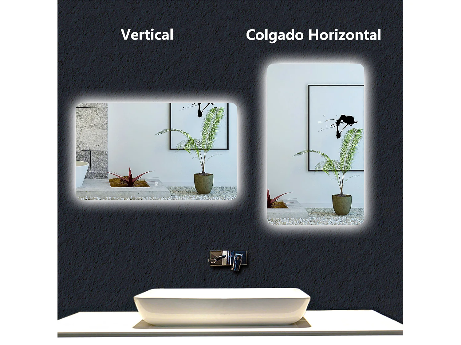 AICA Espejo de baño con luz LED,100 x 70 cm,luz led+ brillo ajustable+ función de memoria agapada