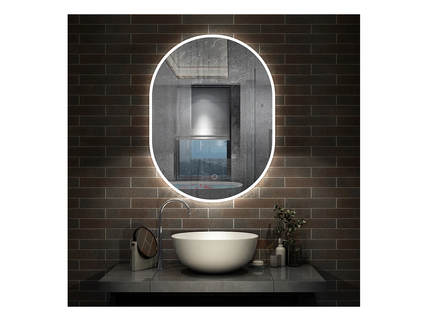 Espejo de baño con Led,50 x 100 cm, Luz led con tres colores,Con función antivaho, memoria agapada, brillo ajustable.