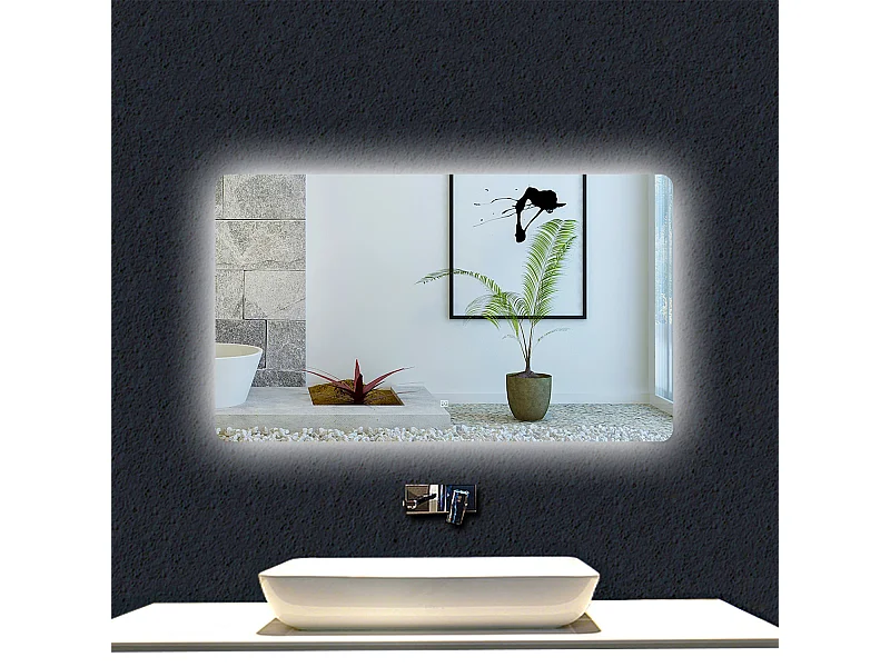 AICA Espejo de baño con luz LED,120 x 70 cm,luz led+ brillo ajustable+ función de menmoria agapada