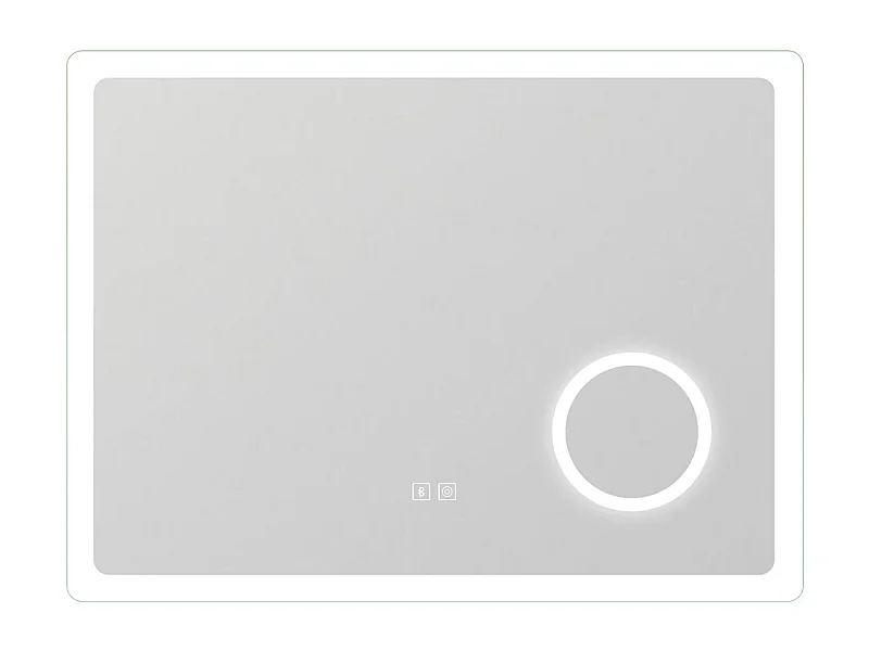 Espejo de baño con Led,80 x 60 cm, Luz led con tres colores,Con función antivaho, bluetooth y Lupa de aumento 3x.