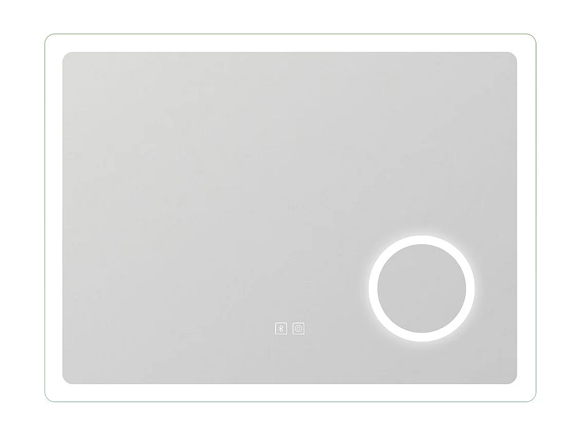 Espejo de baño con Led,80 x 60 cm, Luz led con tres colores,Con función antivaho, bluetooth y Lupa de aumento 3x.