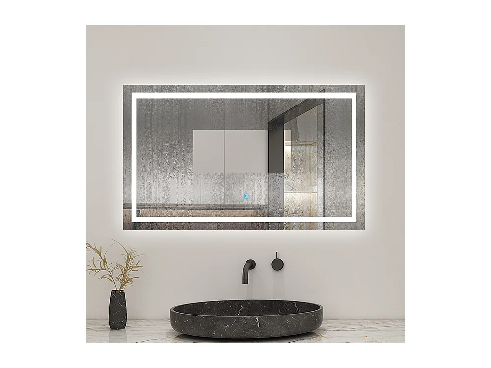 Espejo de baño con Led,100 x 80 cm, luz blanca, rectangular, Con función antivaho, memoria agapada, brillo ajustable.