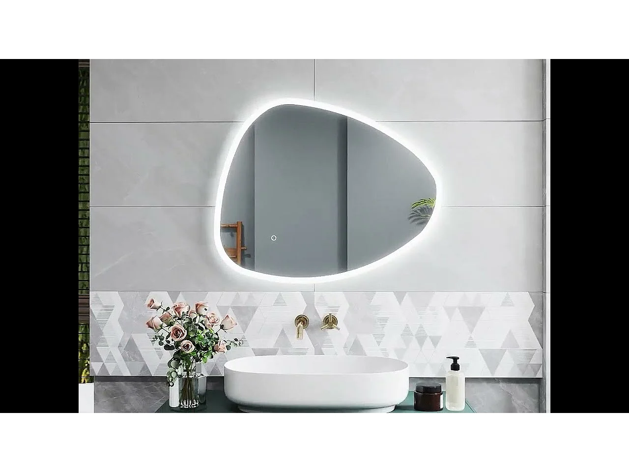 AICA Espejo de baño con luz LED,100 x 80 cm,luz tres colores+ antivaho+ brillo ajustable+ función de memoria agapada