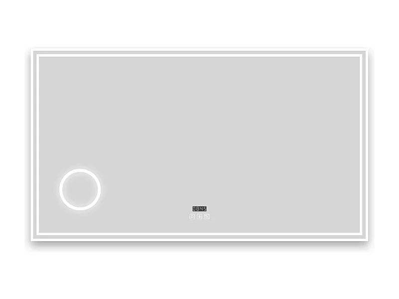 Espejo de baño con Led,140 x 80 cm, Luz led con tres colores,Con función antivaho,reloj digital, bluetooth y Lupa de aumento 3x.