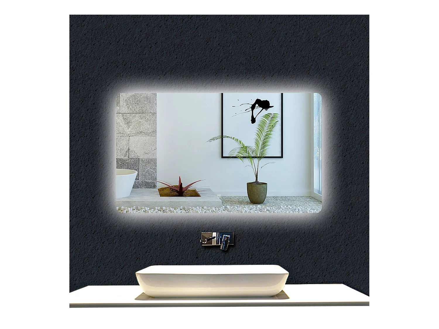 AICA Espejo de baño con luz LED,120 x 80 cm,luz led+ brillo ajustable+ función de menmoria agapada