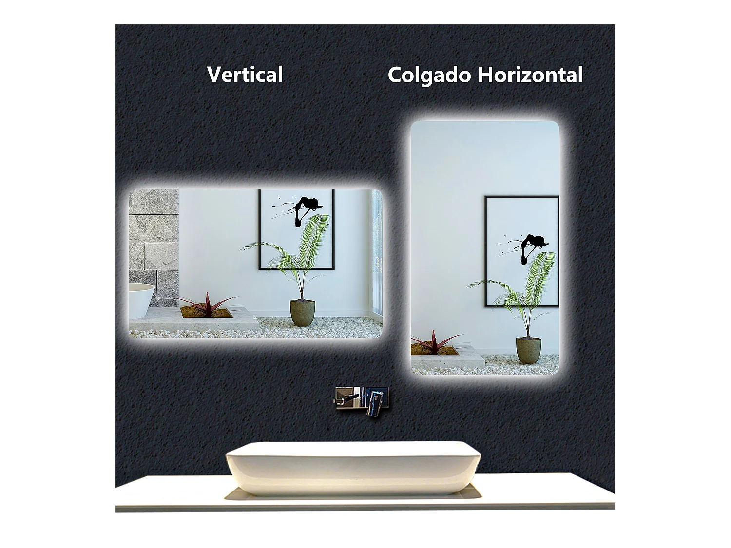 AICA Espejo de baño con luz LED,120 x 80 cm,luz led+ brillo ajustable+ función de menmoria agapada