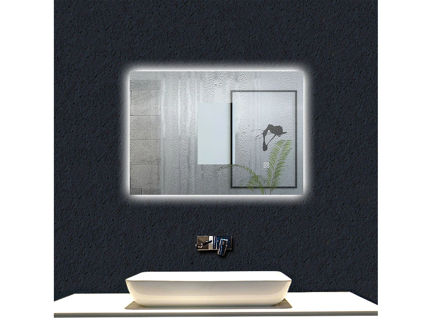 AICA Espejo de baño con luz LED,70 x 50 cm,luz led+ antivaho+ brillo ajustable+ función de menmoria agapada