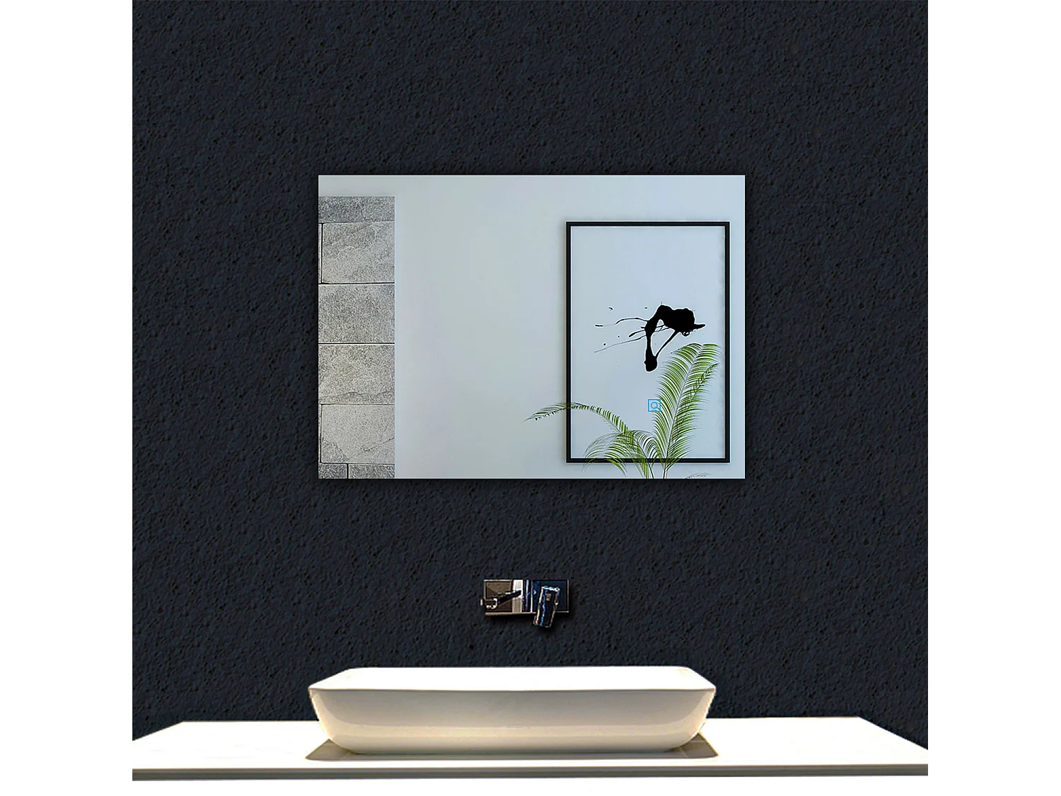 AICA Espejo de baño con luz LED,70 x 50 cm,luz led+ antivaho+ brillo ajustable+ función de menmoria agapada