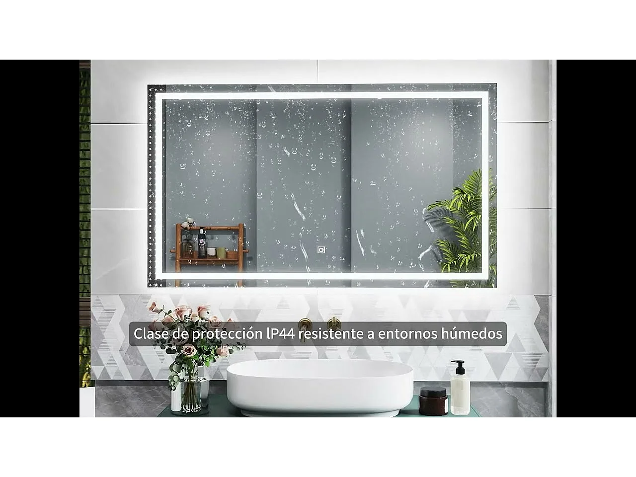 AICA Espejo de baño con luz LED,70 x 50 cm,luz led+ antivaho+ brillo ajustable+ función de memoria agapada