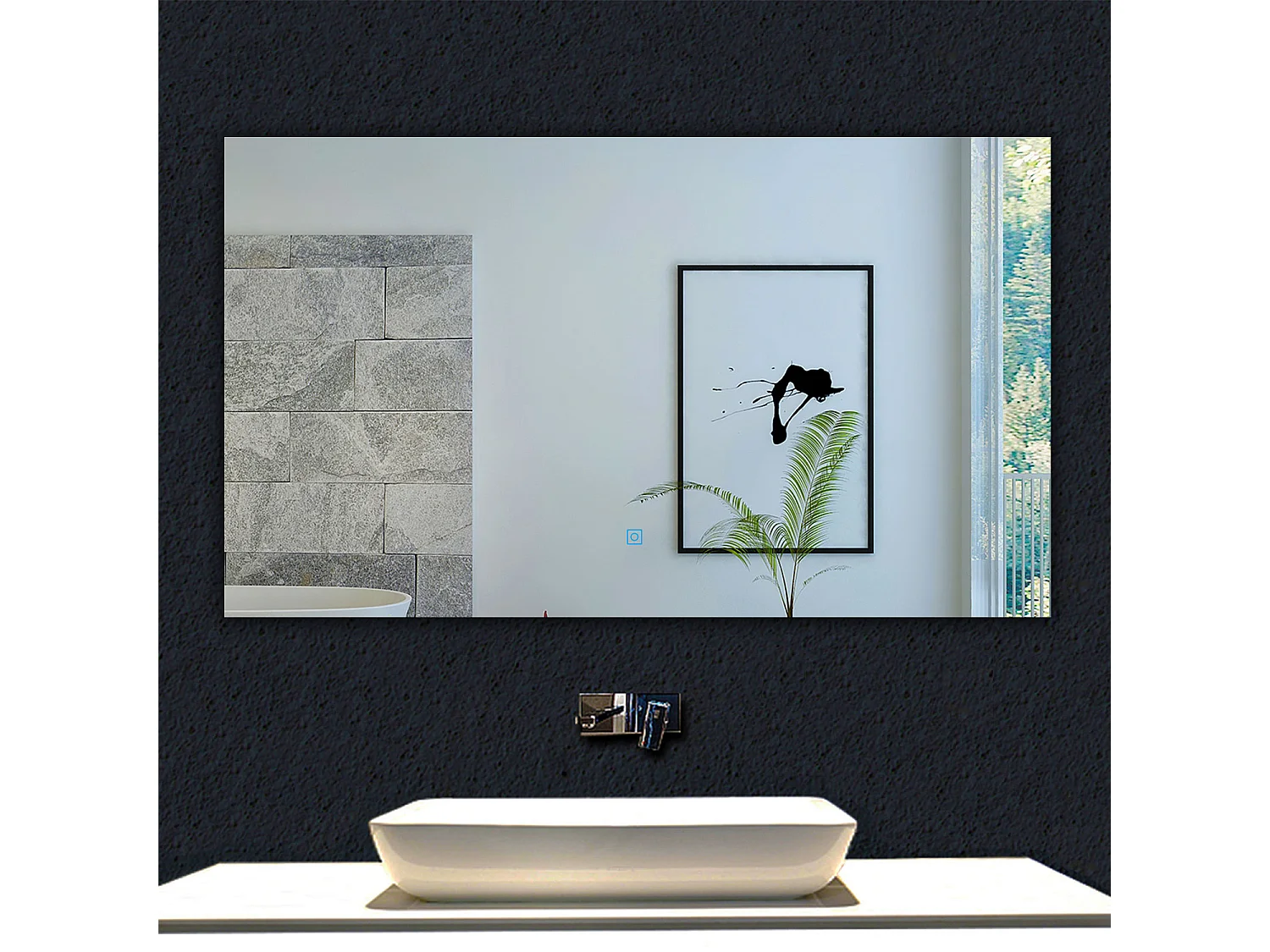 AICA Espejo de baño con luz LED,100 x 60 cm,luz led+ antivaho+ brillo ajustable+ función de menmoria agapada